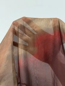Olithes 秋季优雅扎染褶皱修身超长连衣裙女装 - 彩色 - 查看 4