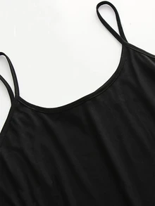Olithes 女款純色修身優雅性感細肩帶洋裝 夜灰色 深綠色 黑色 夏季 - 彩色 - 查看 3