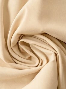 SHEIN 休閒百搭高腰A字開衩鈕扣裝飾鬆緊腰喇叭裙 春秋梭織斜紋布純杏色中長款女裙 - 駝色 - 查看 5