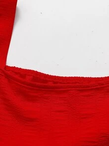 Olithes Women's Casual Solid Color Off-Shoulder Dress - Red - View 3