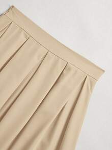 SHEIN Women's Casual Pleated Skirt, Versatile For Spring & Autumn - Apricot - View 8