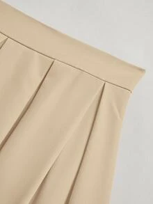 SHEIN Women's Casual Pleated Skirt, Versatile For Spring & Autumn - Apricot - View 6