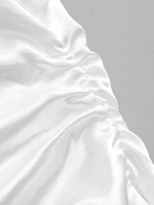 SHEIN ملابس علوية نسائية صيفية كاجوال بلون موحد وياقة واقفة وأكمام مكشكشة بدون أكمام - أبيض - مشاهدة 4