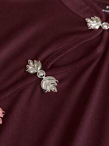Olithes Women's Elegant Asymmetric Hem Button Decorated Camisole, Summer - Burgundy - View 3