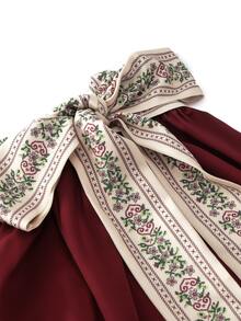 Fairmaia Traditional German Women's Lace Lantern Sleeve Top And Dirndl Dress Set Oktoberfest Thailand Holiday Formal White Burgundy Beige Cultural - Burgundy - View 7