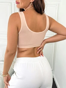 Moonlight&Mama Plus Size Maternity Solid Color Double Layer Nursing Bra - Apricot - View 3