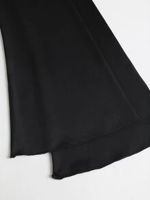 Sweetra Square Neck Flare Sleeve Mini Dress, Drawstring Design, Hemline Lace Patchwork, Suitable For Party Wear - Black - View 5