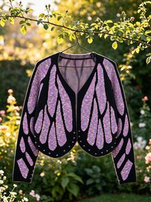 SHEIN ChicEase Women's Colorblock Long Sleeve Casual Fairy Cute Loose Knit Cardigan Halloween Vacation Black And Purple Autumn - Multicolor - View 4