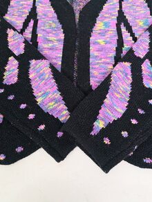 SHEIN ChicEase Women's Colorblock Long Sleeve Casual Fairy Cute Loose Knit Cardigan Halloween Vacation Black And Purple Autumn - Multicolor - View 9