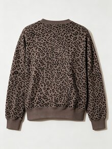 Franclia Women's 2-Piece Set, Loose Round Neck Sweatshirt, Loose Long Pants, Summer/Autumn Daily Home Wear Outfit, Leopard Print, Sexy Casual Style - Multicolor - View 4