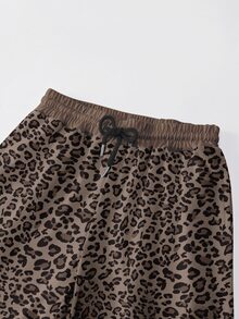 Franclia Women's 2-Piece Set, Loose Round Neck Sweatshirt, Loose Long Pants, Summer/Autumn Daily Home Wear Outfit, Leopard Print, Sexy Casual Style - Multicolor - View 7