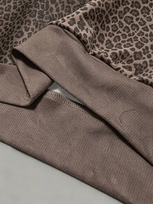 Franclia Women's 2-Piece Set, Loose Round Neck Sweatshirt, Loose Long Pants, Summer/Autumn Daily Home Wear Outfit, Leopard Print, Sexy Casual Style - Multicolor - View 6