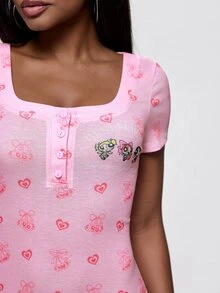 THE POWERPUFF GIRLS X SHEIN Women Short Dress For Daily Wear - Baby Pink - View 6