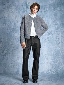 ROMWE MEN Street Life Men's Long Sleeve Single-Breasted Casual Versatile Jacket - Blue - View 7