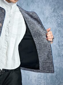 ROMWE MEN Street Life Men's Long Sleeve Single-Breasted Casual Versatile Jacket - Blue - View 11