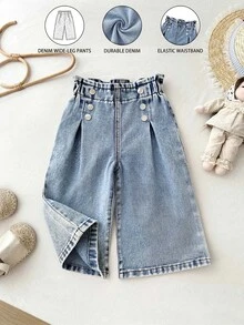 LMoss Kids Casual Loose Comfortable Baby Girls Denim - Light Wash - View 3