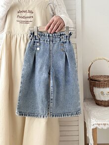 LMoss Kids Casual Loose Comfortable Baby Girls Denim - Light Wash - View 4