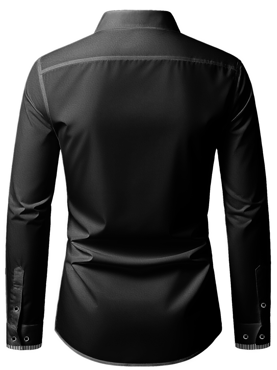 Luxury Business Elegant Formal Satin Wrinkle-Resistant Pinstripe Trim Long Sleeve Shirt Square Metal Button Slim Fit Office Party Autumn Black White