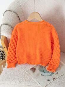 Genkimix Kids New Fashion Versatile Girls' Commuter Minimalist Small V-Neck Brown Cardigan Autumn Fall - Orange - View 2