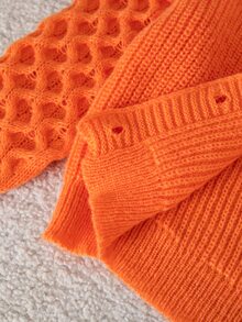 Genkimix Kids New Fashion Versatile Girls' Commuter Minimalist Small V-Neck Brown Cardigan Autumn Fall - Orange - View 7