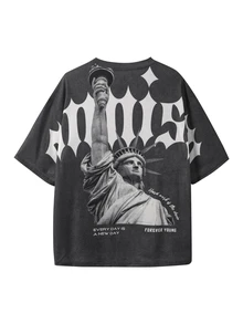 SHEIN 兒童青少年男孩 Bolty 字母與肖像圖案寬鬆深灰色圓領短袖 T-shirt - 彩色 - 查看 8
