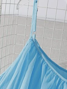 GlowEve CURVE Plus Size Women V-Neck Layered Ruffle Mesh Dress, Light Blue, Summer, Elegant, Tropical, Vacation, Holiday, Pleated Hem Cruise Ocean - Blue - View 3