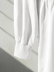 Seusyu Burgundy Slimming Zip-Up Hooded Casual Long Sleeve Jacket & Pants 2 Pieces Set For Women, Autumn/Winter - White - View 5