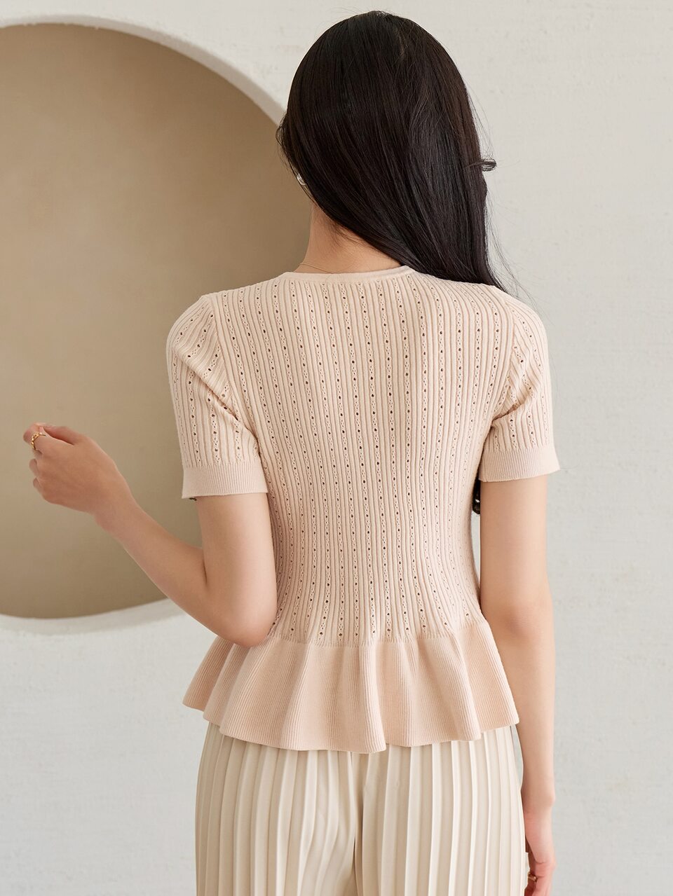 Button Front Ruffle Hem Cardigan Fall