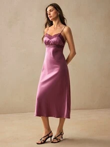 Willow Rêve Women's Lace Patchwork Sexy Romantic Date Dinner Night Out Party Spaghetti Strap Dress, Summer For Holiday, Elegant Long Dusty Mauve - Dusty Pink - View 7