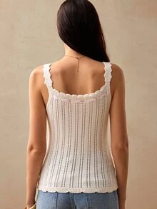 Willow Rêve Sweater Wanita Bergaris Motif Bunga Merah Muda dan Putih dengan Pita, Cocok untuk Brunch Musim Panas, Gaya Prancis, Romantis, dan Imut. - Krem - View 3