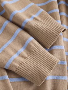 CosyJoli Suéter de talla grande con patrón de rayas y detalle de botones - Multicolor - Ver 5