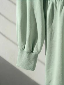 Seusyu Burgundy Slimming Zip-Up Hooded Casual Long Sleeve Jacket & Pants 2 Pieces Set For Women, Autumn/Winter - Green - View 7