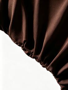 SHEIN Franclia Women's New Minimalist Versatile Semi-Sheer Commuter Elegant Slim Fit T-Shirt - Brown - View 3