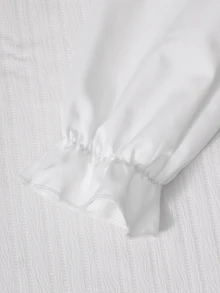 Sparklyn 女童格紋拼接襯衫領泡泡長袖上衣搭配鬆緊腰百褶裙，學院風，適合春秋季上學、通勤、外出、散步、購物，可搭配大衣、夾克、開襟衫 - 黑色 - 查看 4