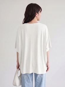 SHEIN LUNE 女款純色休閒極簡百搭日常穿著T恤 早午餐 日常 白天 米白色 秋季 - 白色 - 查看 2