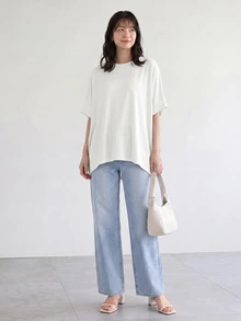 SHEIN LUNE 女款純色休閒極簡百搭日常穿著T恤 早午餐 日常 白天 米白色 秋季 - 白色 - 查看 3