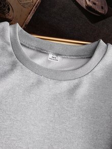 SHEIN Tween Girls Fall Clothes Fall Bow Knot Striped Sleeve Crewneck Sweatshirt Casual Heather Grey Drop Shoulder Pullover Top - Grey - View 5