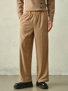 RONVEXI Men's Solid Color Casual Versatile Daily Wear Long Pants Formal Old Money - Khaki - View 4