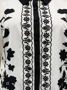 GlowEve CURVE Setelan Kasual 2 Potong Motif Cetak Terbaru untuk Wanita Ukuran Plus, Musim Gugur - Hitam dan Putih - View 4