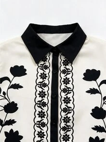 GlowEve CURVE Setelan Kasual 2 Potong Motif Cetak Terbaru untuk Wanita Ukuran Plus, Musim Gugur - Hitam dan Putih - View 3