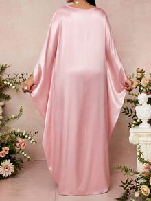 Fleurora Vestido elegante de encaje y parches para fiesta, talla grande, color rosa - Rosa - Ver 2