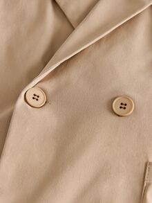 AXEPEAK Men's Solid Color Double Button Pocket Short Sleeve Shirt And Pants Set - Camel - View 6