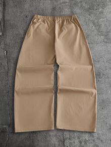 AXEPEAK Men's Solid Color Double Button Pocket Short Sleeve Shirt And Pants Set - Camel - View 9