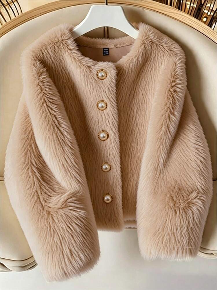 Structelle Women's Solid Color Thermal-Lined Single-Breasted Casual Daily Long Sleeve Jacket - Camel - View 5