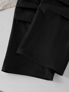 SHEIN Elladie kids 两件套女童白色短袖针织上衣T恤和蓝色亮片蝴蝶结针织工装裤，时尚夏季套装 - 灰色 - 查看 8