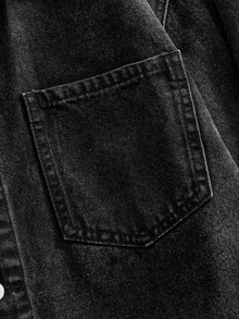 SWAVVY Men's Washed Snow-Wash Denim Jacket - Black - View 6