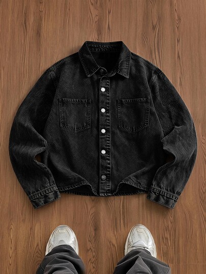 SWAVVY Men's Washed Snow-Wash Denim Jacket