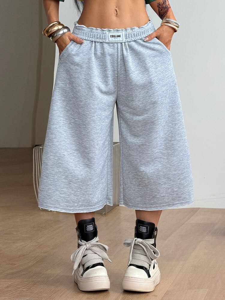 Coolane Women's Summer Streetwear Sporty Going Out Lounge Casual Sportswear Turn-Down Trousers Gray Sweater Shorts For Gym,Run,Sport - Grey - View 5