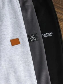 SHEIN 兒童 3 件組青少年男孩休閒字母印花運動長褲套裝 時尚慢跑褲 Joggers 運動褲組合包 - 彩色 - 查看 8