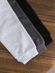 SHEIN 兒童 3 件組青少年男孩休閒字母印花運動長褲套裝 時尚慢跑褲 Joggers 運動褲組合包 - 彩色 - 查看 5
